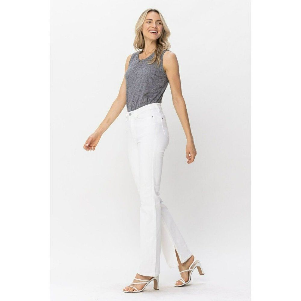Judy Blue So Chic White Denim Hem Slit Bootcut Jeans Size 3-18W 88643 - Picture 16 of 16